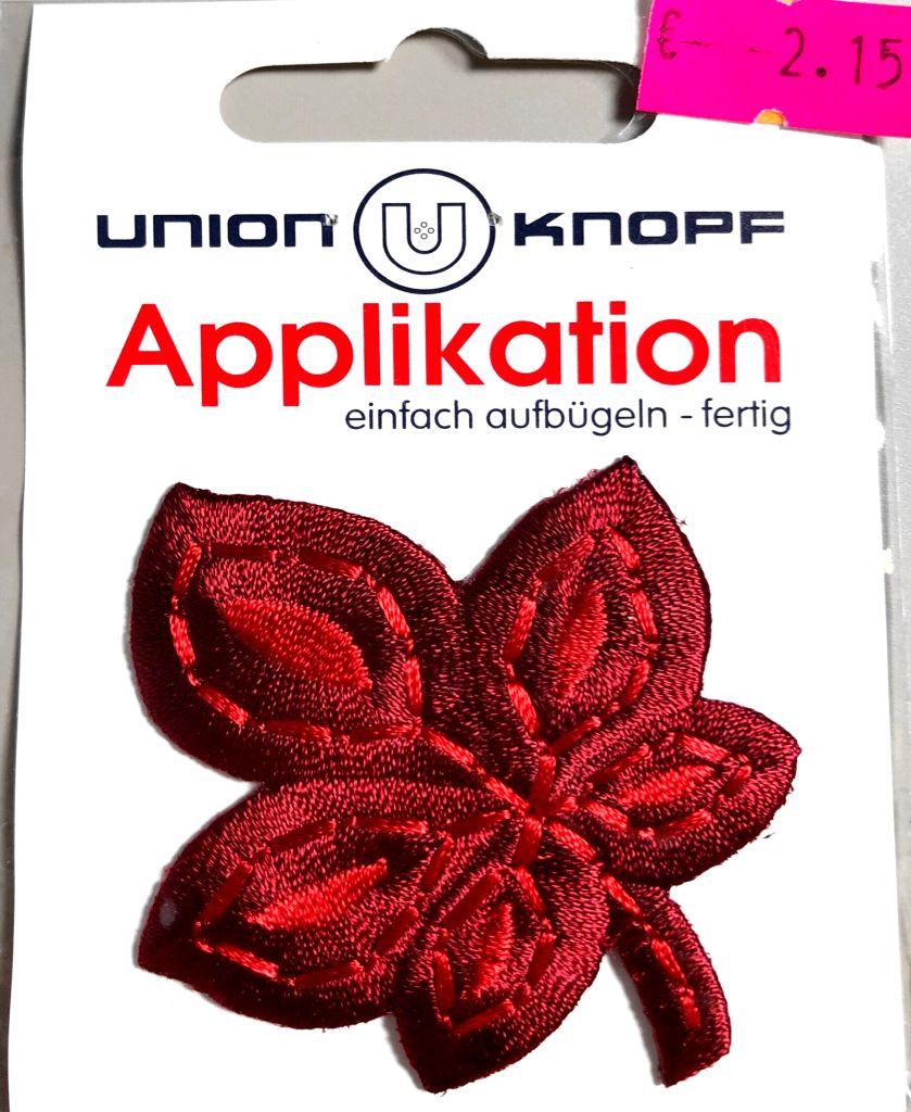 Bügelbild Applikation Blatt rot