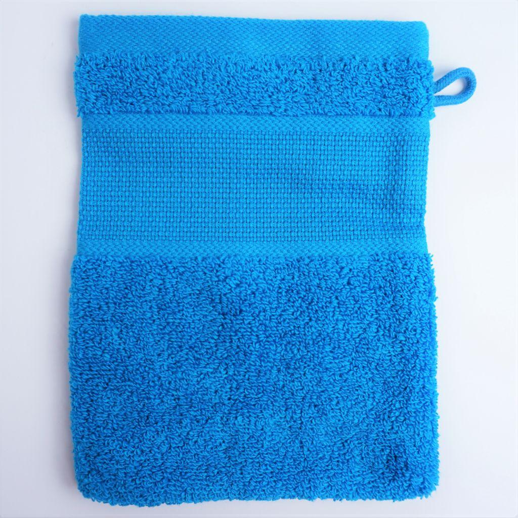 Stickgrund Waschhandschuh ozeanblau