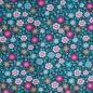 Preview: Baumwollstoff Popeline Motivdruck Blumen allover türkis pink