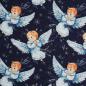 Preview: Baumwollstoff Motivdruck Engel Weihnachten blau