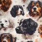 Preview: Baumwollstoff Motivdruck digital Hundeköpfe