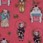 Preview: Baumwollstoff Motivdruck Katzen Japanstyle auf bonbonrosa