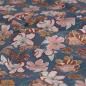 Preview: Viskose Stretch Druck Blüten beige rost auf rauchblau