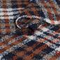 Preview: Bouclé Mantelstoff Karo blau rost beige