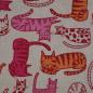 Preview: Dekostoff Halbpanama Katzen pink orange auf beige