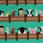 Preview: Baumwolljersey Bauernhoftiere am Zaun grün