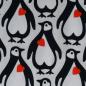 Preview: Baumwolljersey Pinguine mit Herz schwarz weiß rot
