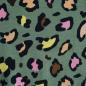 Preview: French Terry Leoprint grün rosa gelb – FVJ