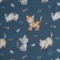 Preview: Baumwolljersey Katzen auf jeansblau – FVJ