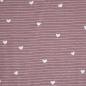 Preview: Baumwolljersey Herzen feine Streifen altrosa