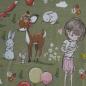 Preview: Baumwolljersey Mädchen mit Hase und Reh grün – FVJ