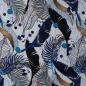Preview: Stretch-Sweat Federn und Blätter indigo weiß