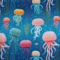 Preview: Baumwolljersey Jellyfish Quallen Digitaldruck bunt