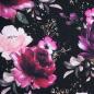 Preview: Sweat Stoff Rosenblüten pink schwarz - Glitzerpüppi