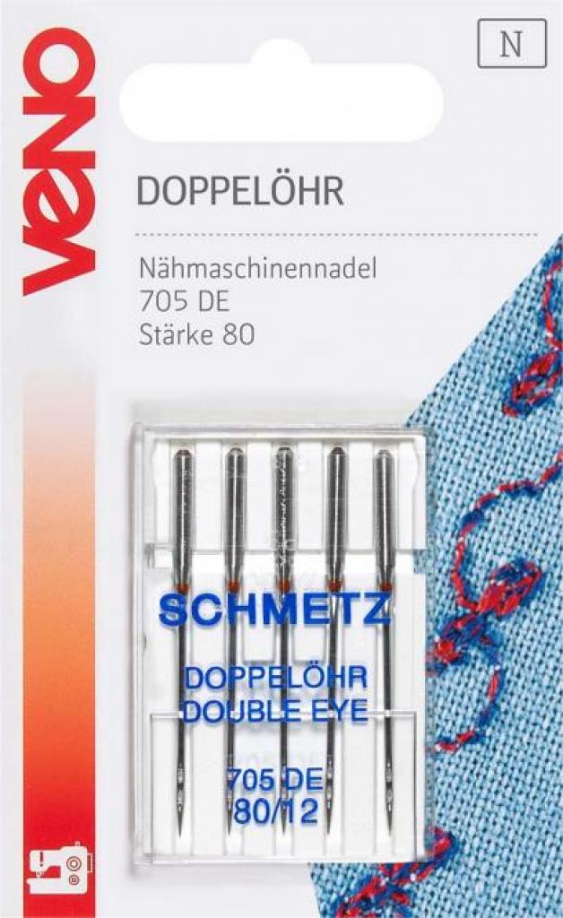 Nähmaschinennadeln Doppelöhr 80 5Stk.