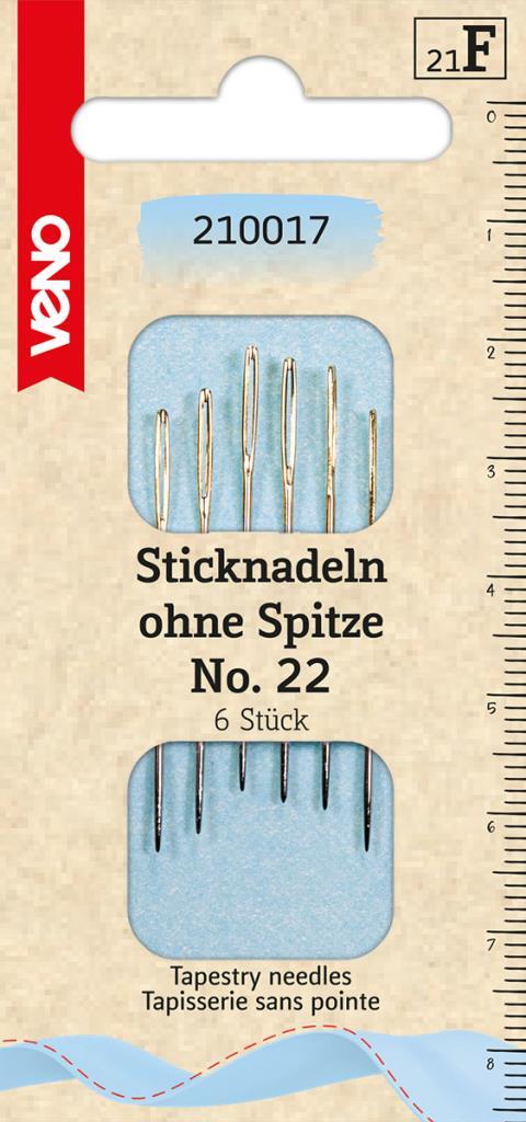 Preview: Sticknadeln ohne Spitze No.22 Goldöhr 6Stk.