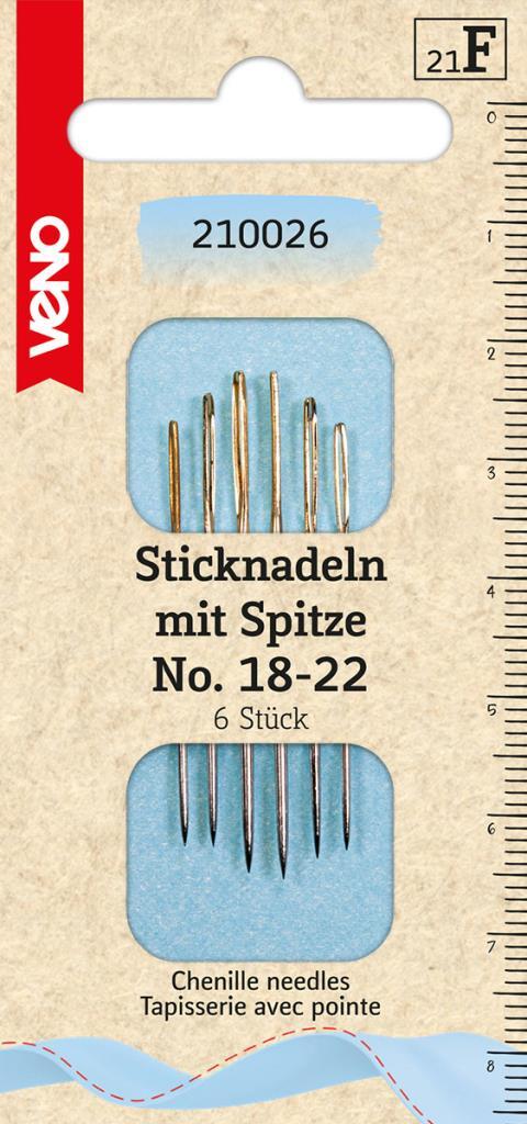 Sticknadeln mit Spitze No.18-22 6Stk.