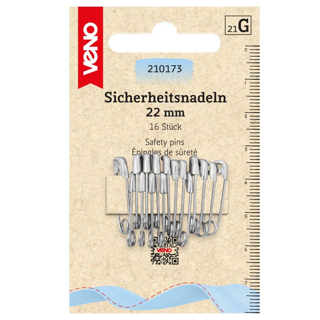 Sicherheitsnadeln Stahl 22mm 16Stk.