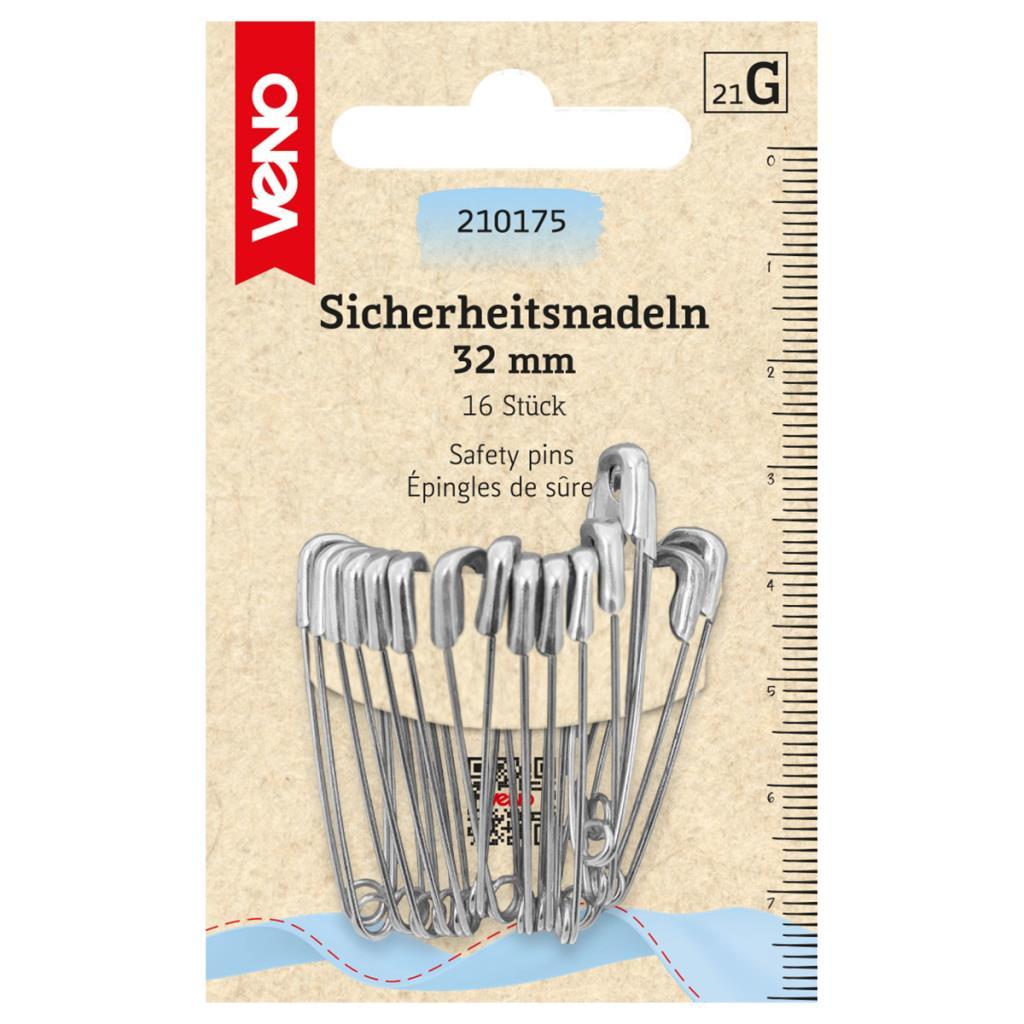 Sicherheitsnadeln Stahl 32mm 16Stk.