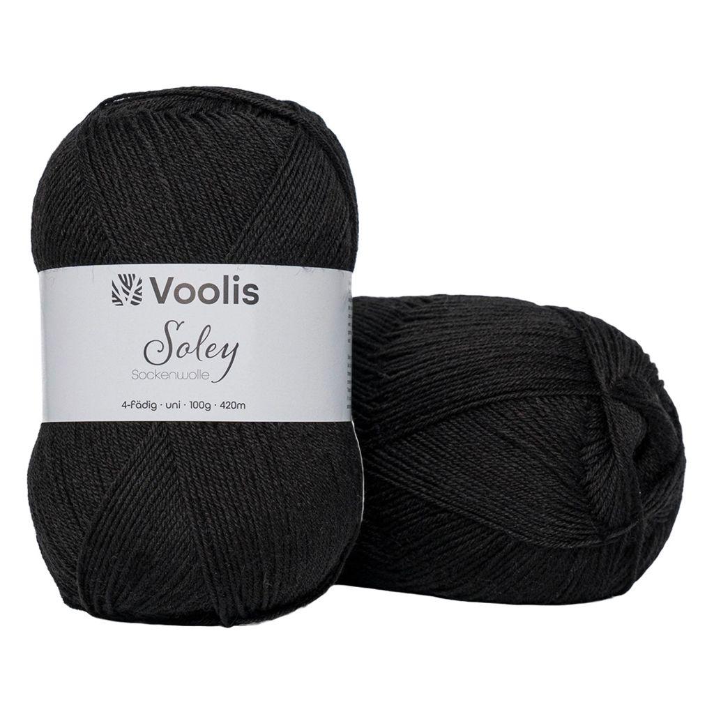 Sockenvolle Soley 4-fädig 75% Schurwolle 100g uni schwarz