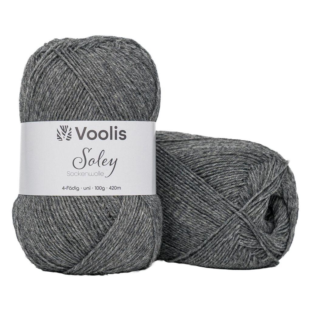 Sockenvolle Soley 4-fädig 75% Schurwolle 100g uni grau