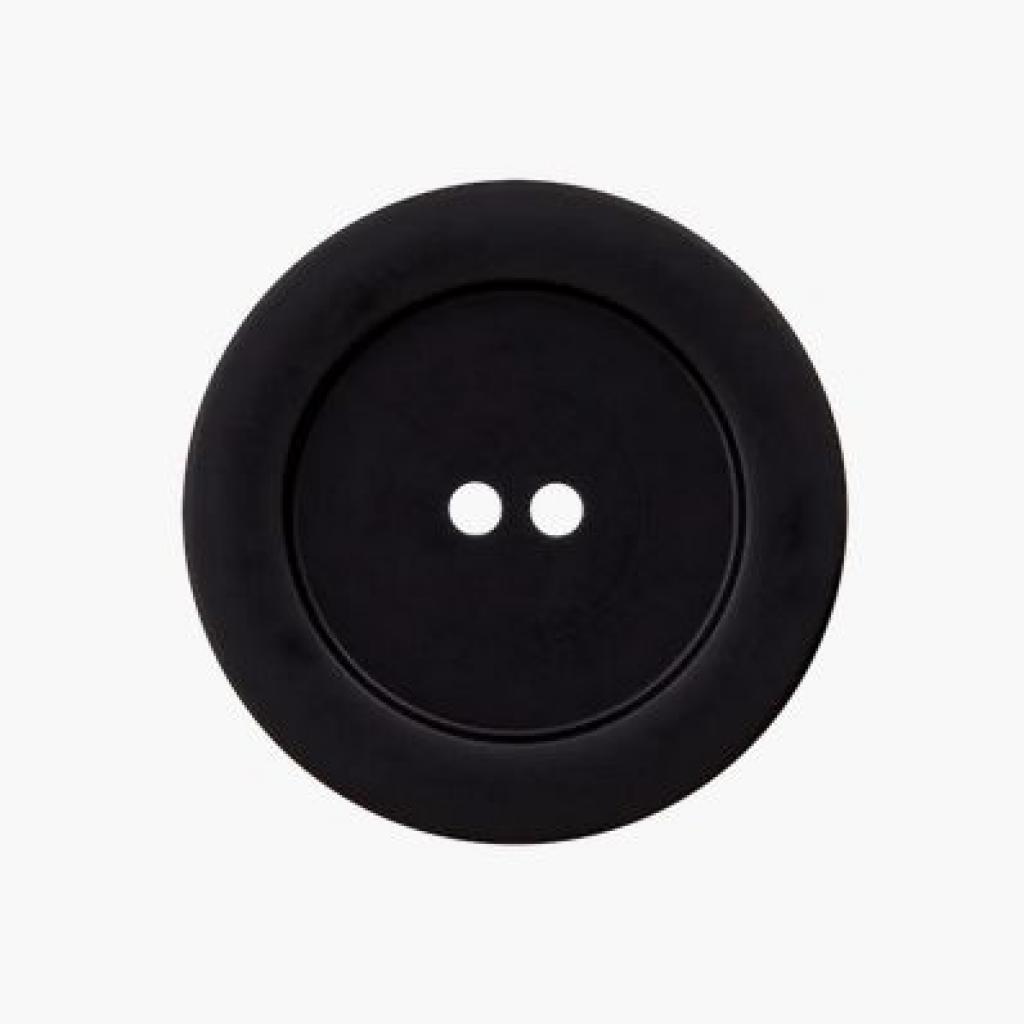 Knopf mit breitem Rand matt 2-Loch schwarz 12-23mm