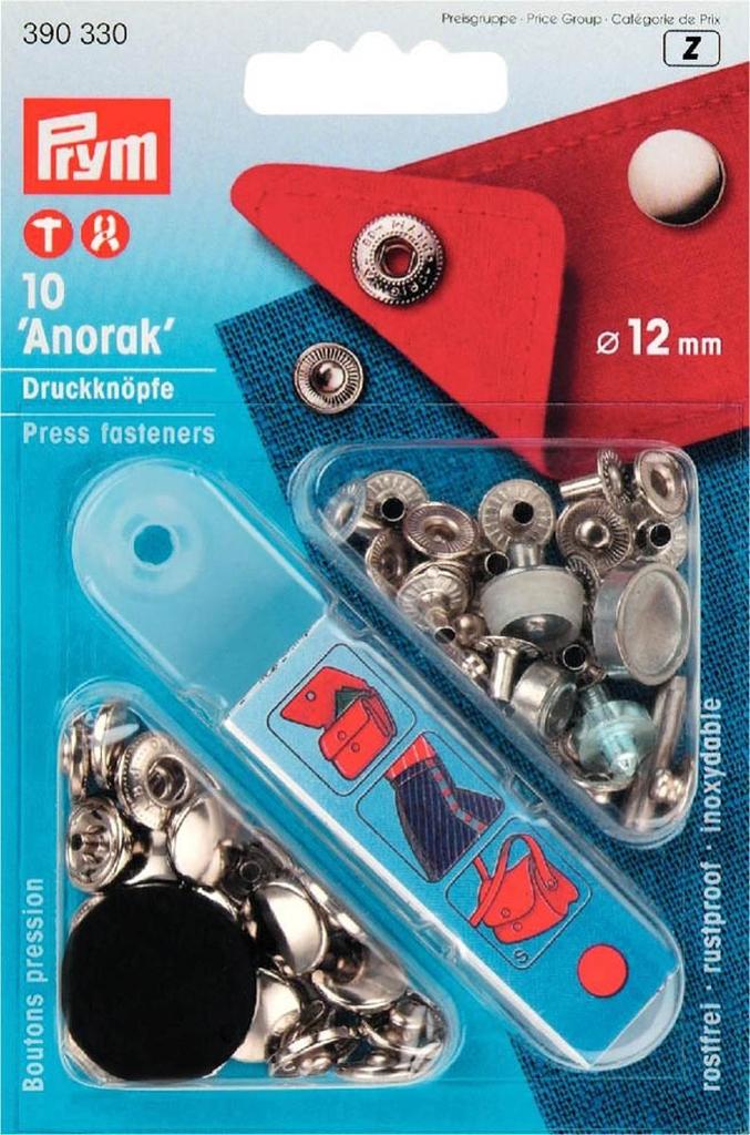 Nähfrei Druckknöpfe Anorak 12mm silber