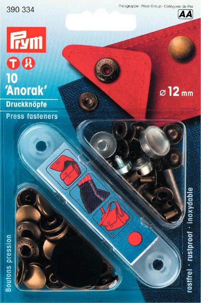 Nähfrei Druckknöpfe Anorak 12mm altmessing