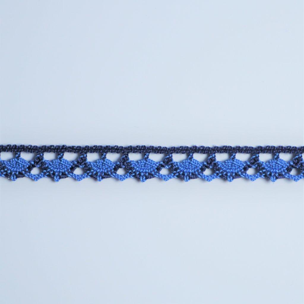 Klöppelspitze 12mm zweifarbig blau