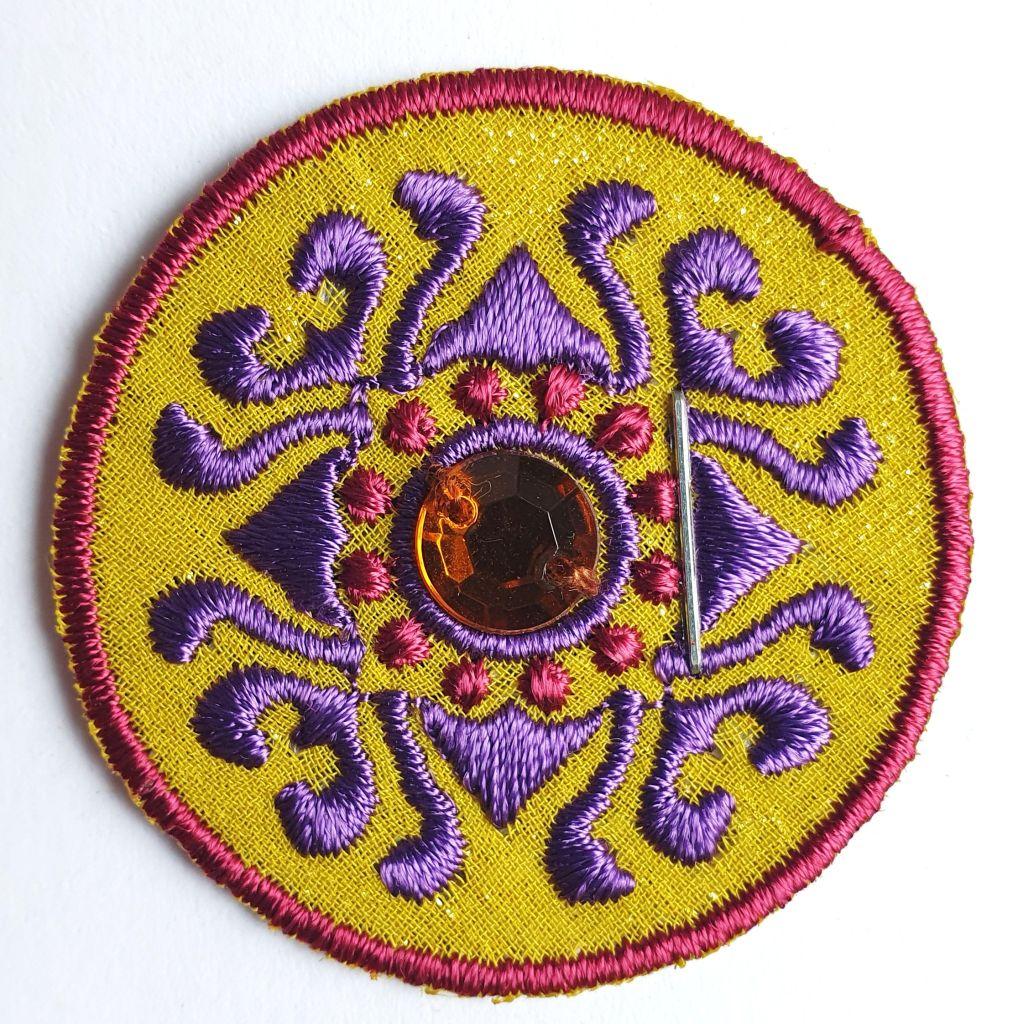 Bügelbild Applikation Mandala gelb lila