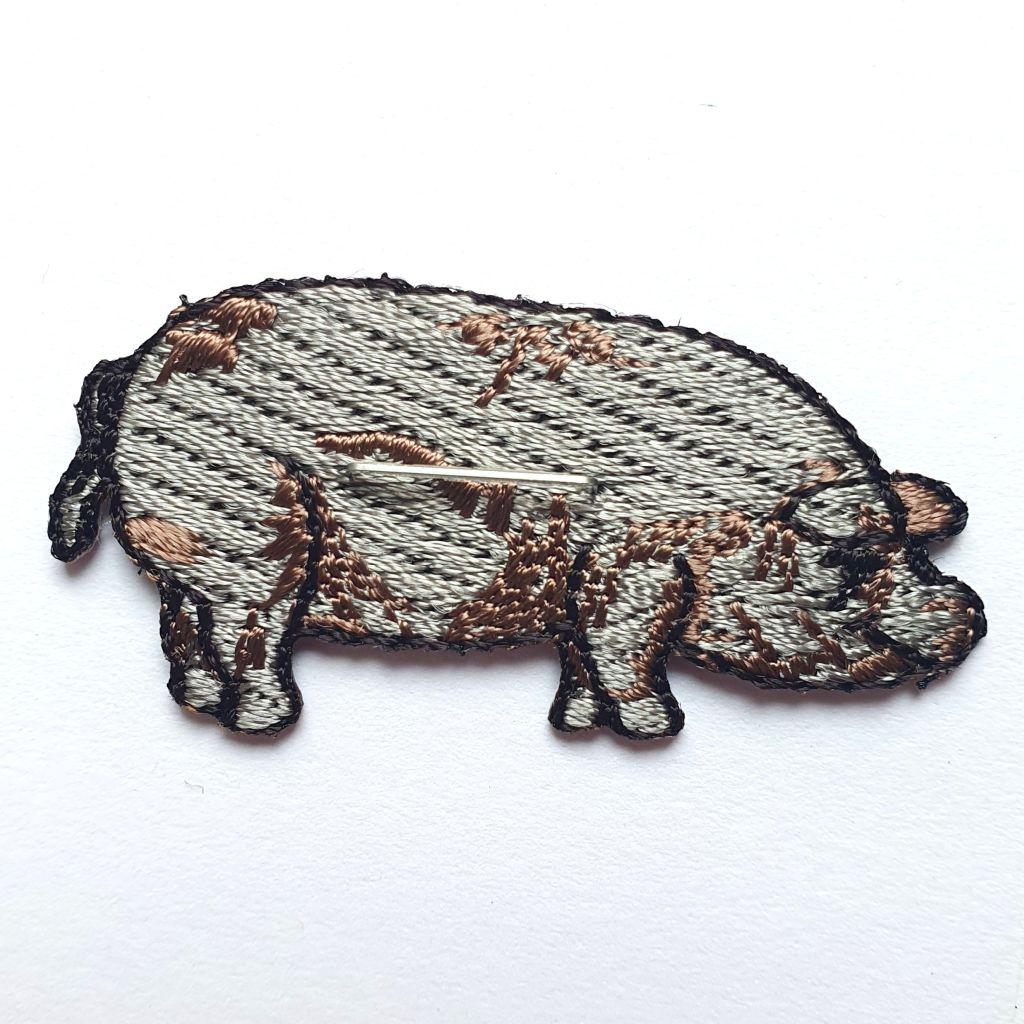 Bügelbild Applikation Wildschwein grau