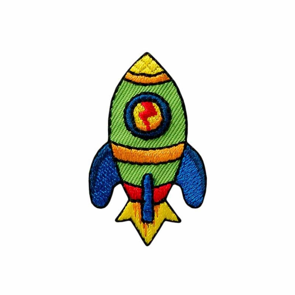 Bügelbild Applikation Rakete bunt