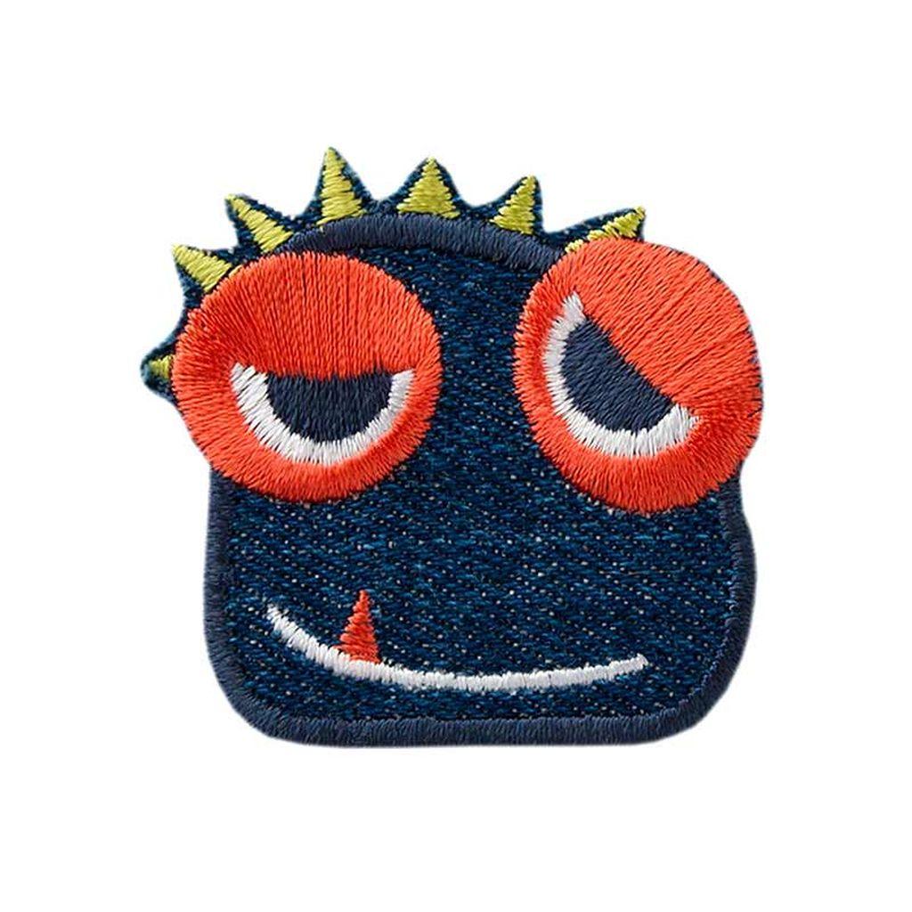 Bügelbild Applikation Monsterkopf Jeans