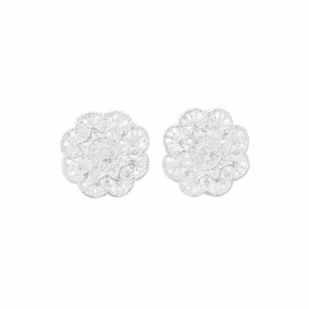 Bügelbild Applikation Häkelblume Rosette weiß 2er Set