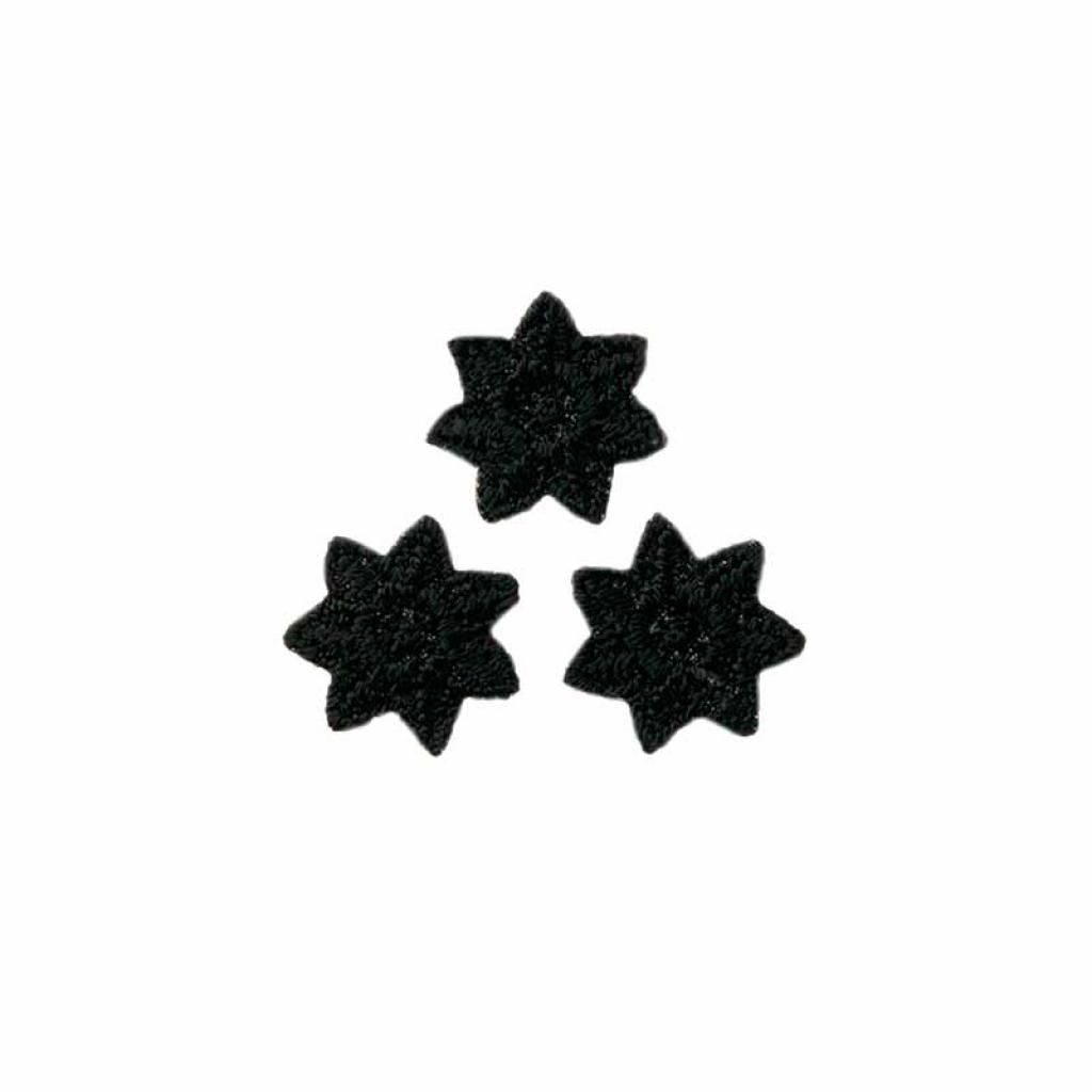 Bügelbild Applikation Blüte Stern klein schwarz 3er Set