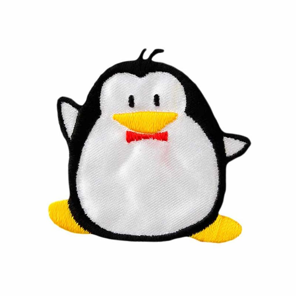 Bügelbild Applikation Pinguin mit Fliege