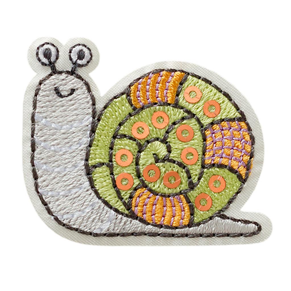 Bügelbild Applikation Schnecke mit Pailletten