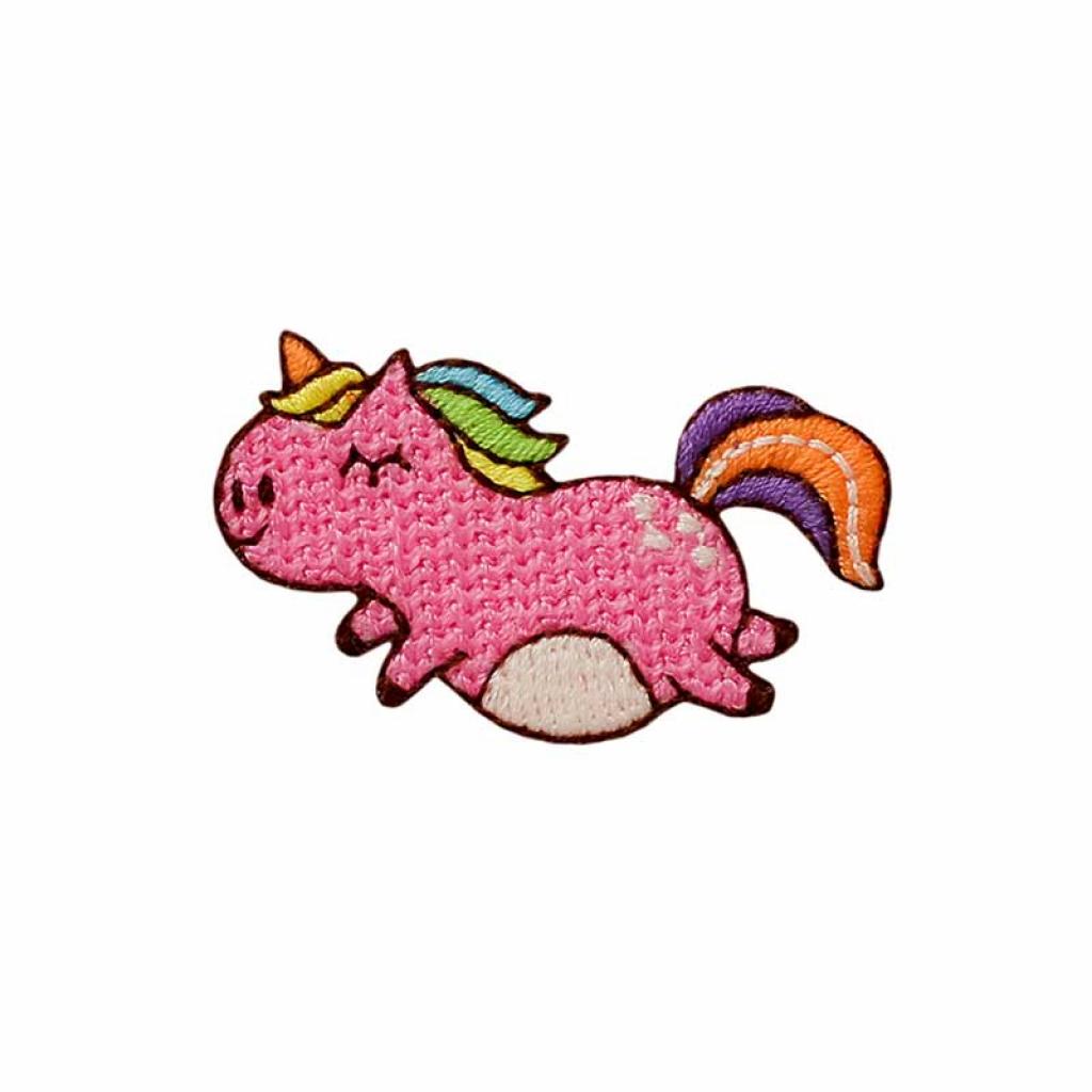 Bügelbild Applikation kleines pummeliges Einhorn rosa