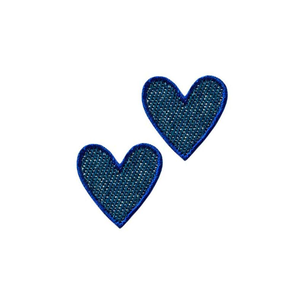 Bügelbild Applikation Herzen Jeans mittelblau 2er Set