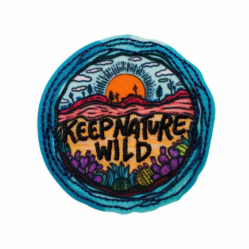Bügelbild Applikation Label rund  "keep nature wild"
