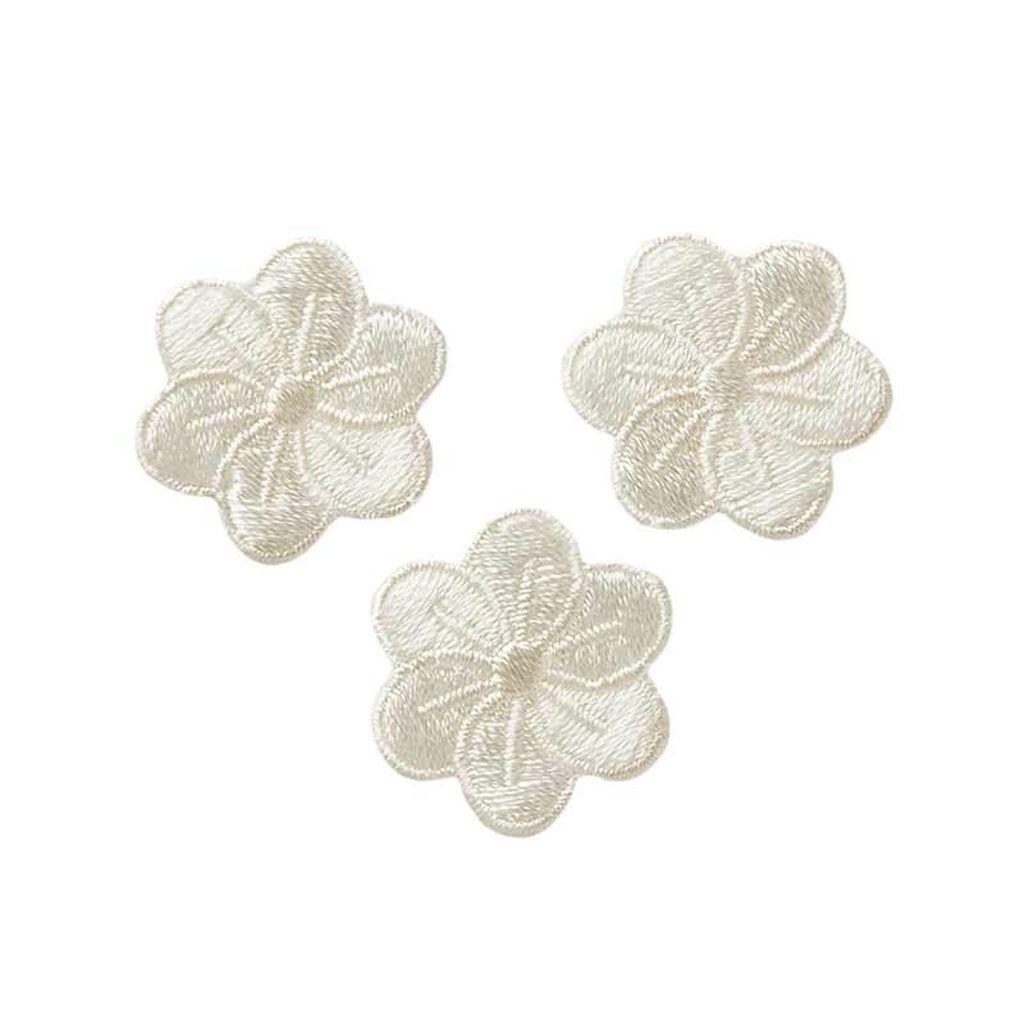 Bügelbild Applikation Blumen cremeweiß klein 3er Set