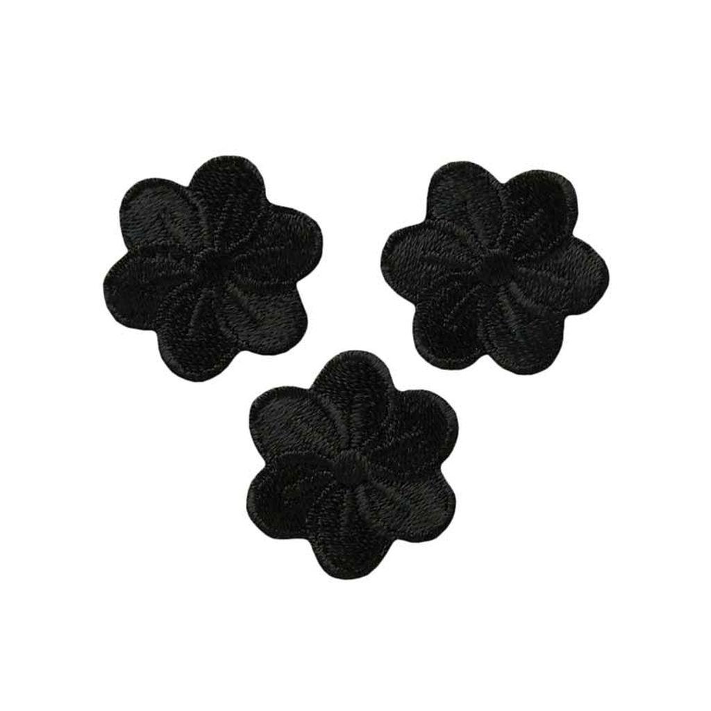 Bügelbild Applikation Blumen schwarz klein 3er Set