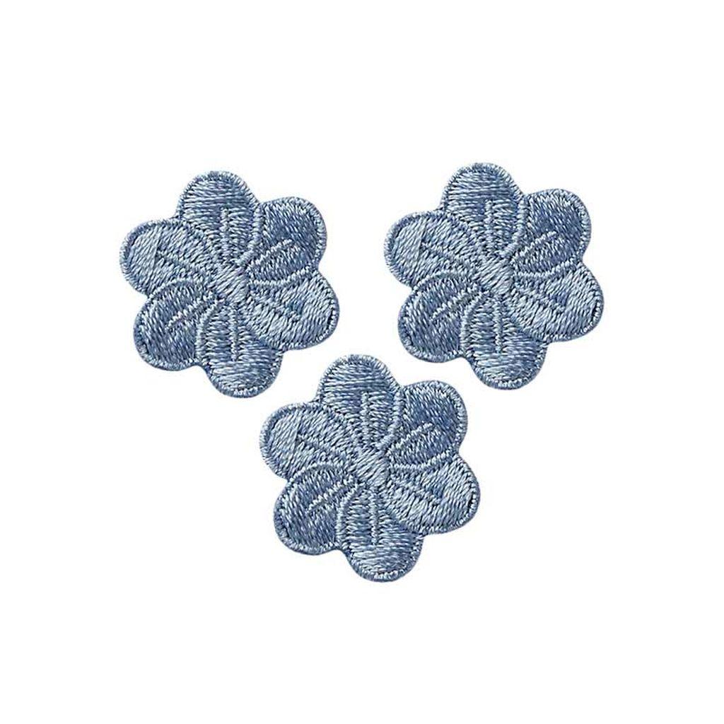 Bügelbild Applikation Blumen hellblau flieder klein 3er Set