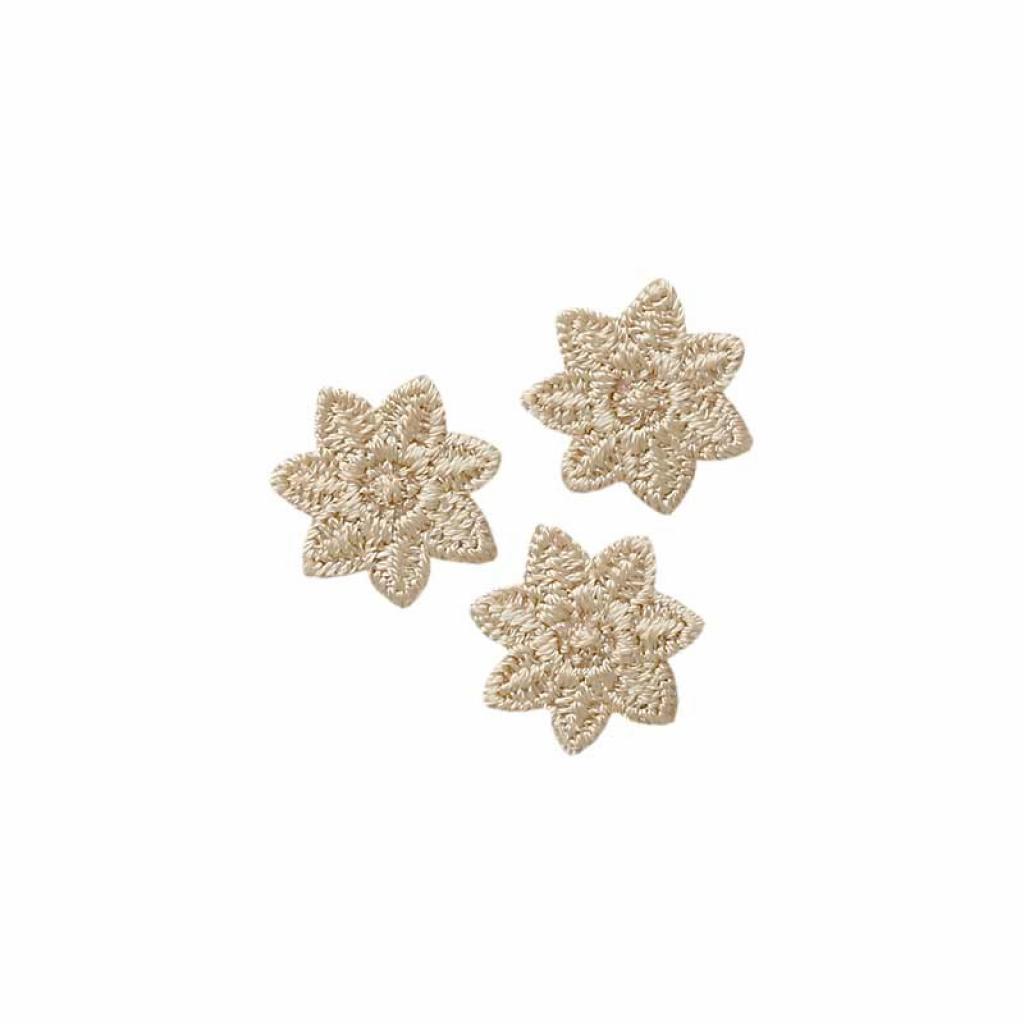 Bügelbild Applikation kleine Blüte Stern beige 3er Set