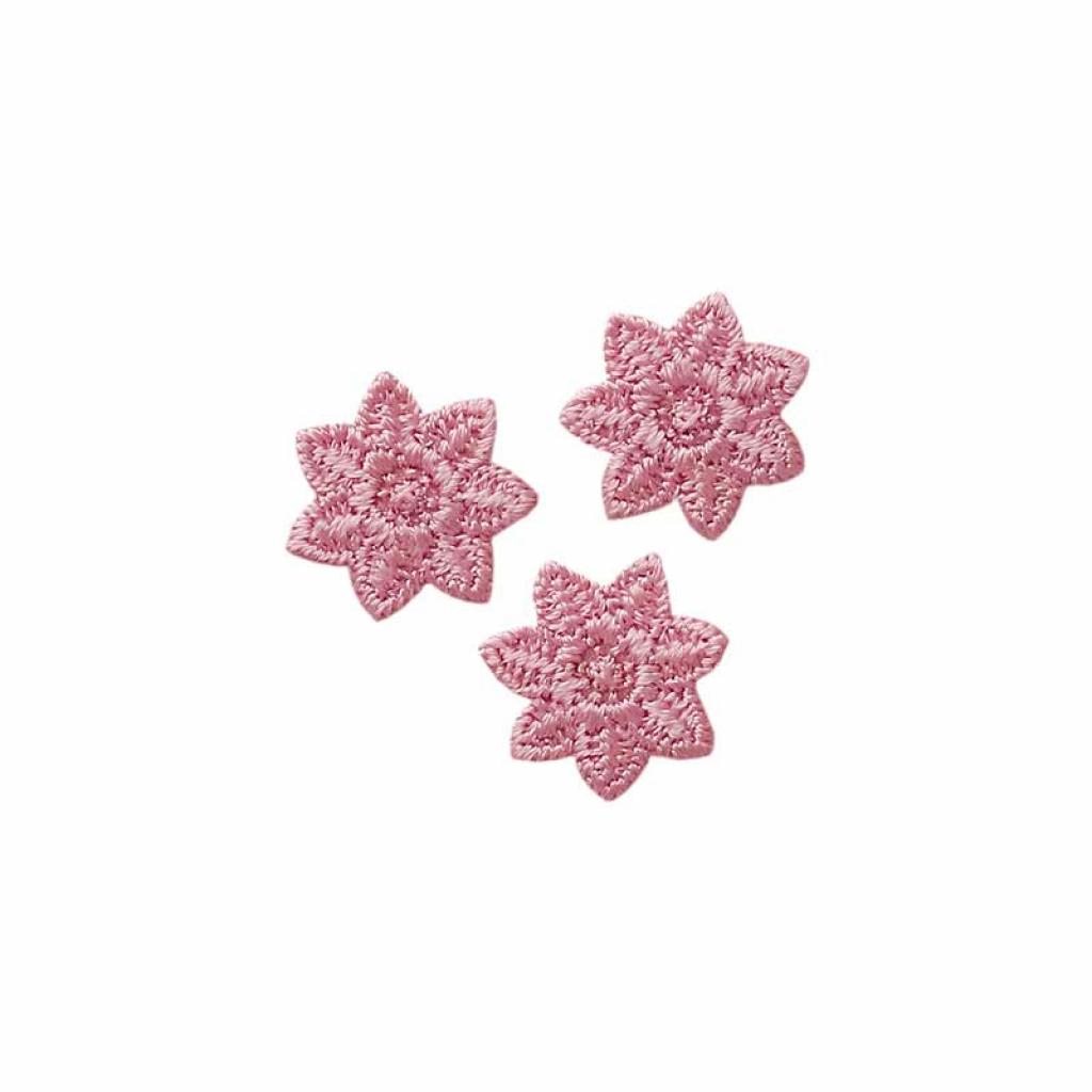 Bügelbild Applikation kleine Blüte Stern rosa 3er Set
