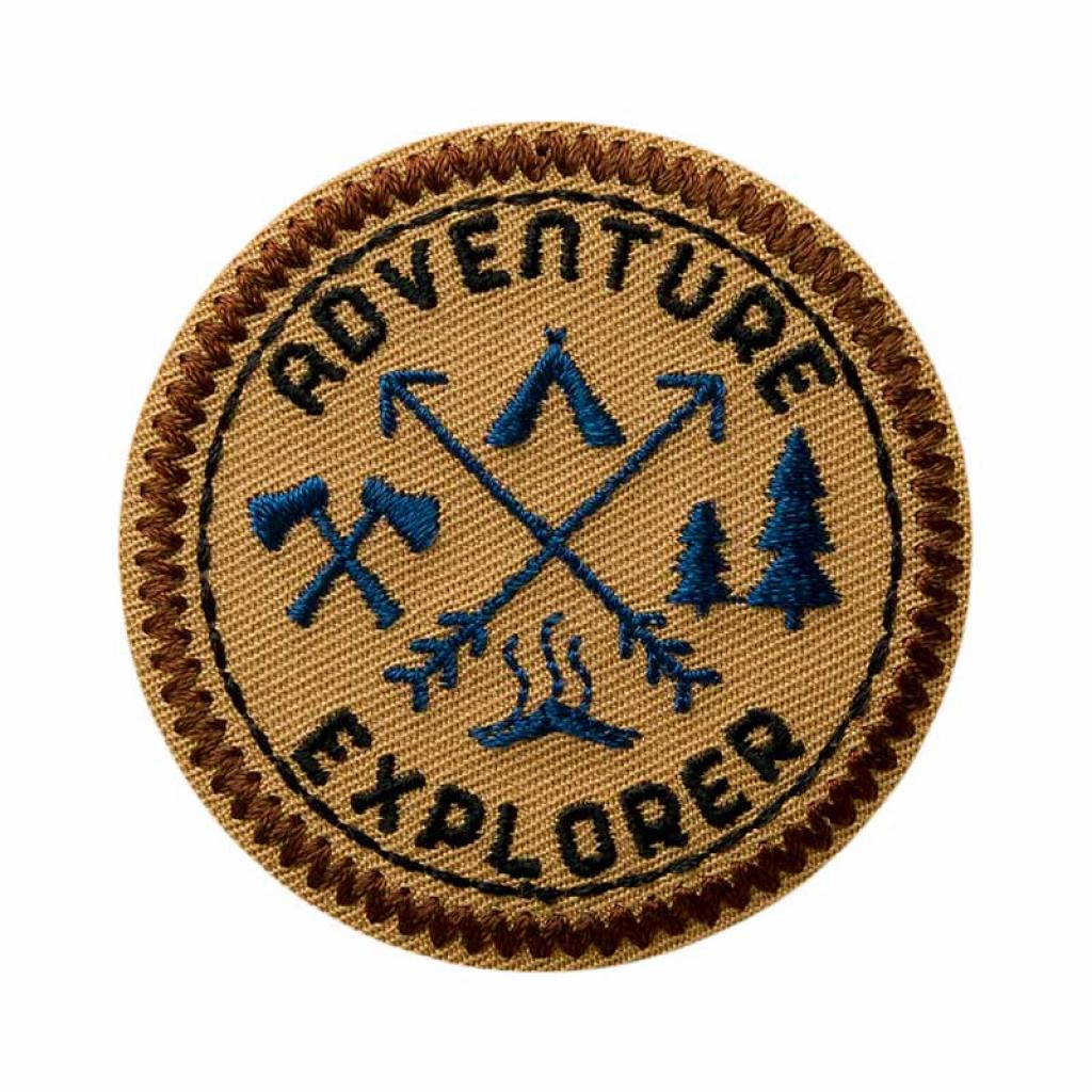 Bügelbild Applikation Label "Adventure" braun