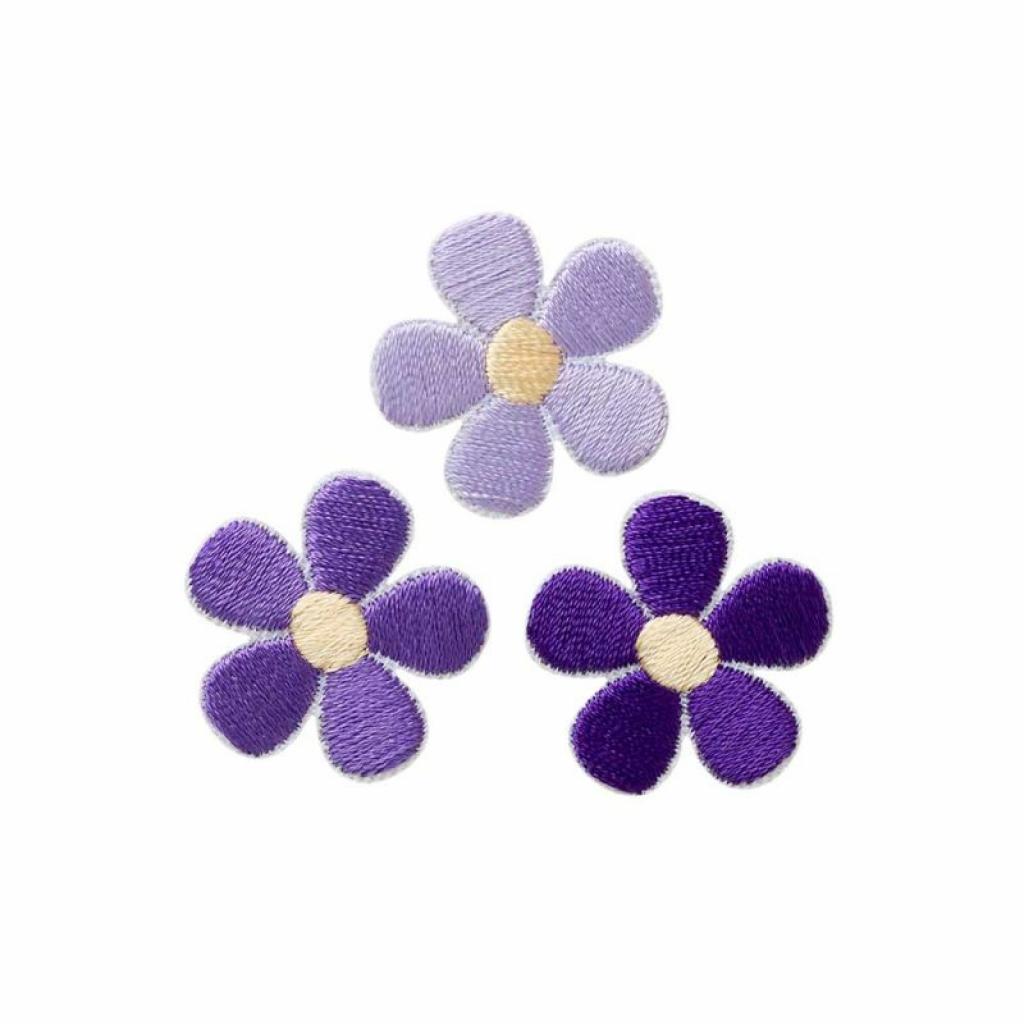 Bügelbild Applikation Blüten Blümchen Lilatöne 3er Set