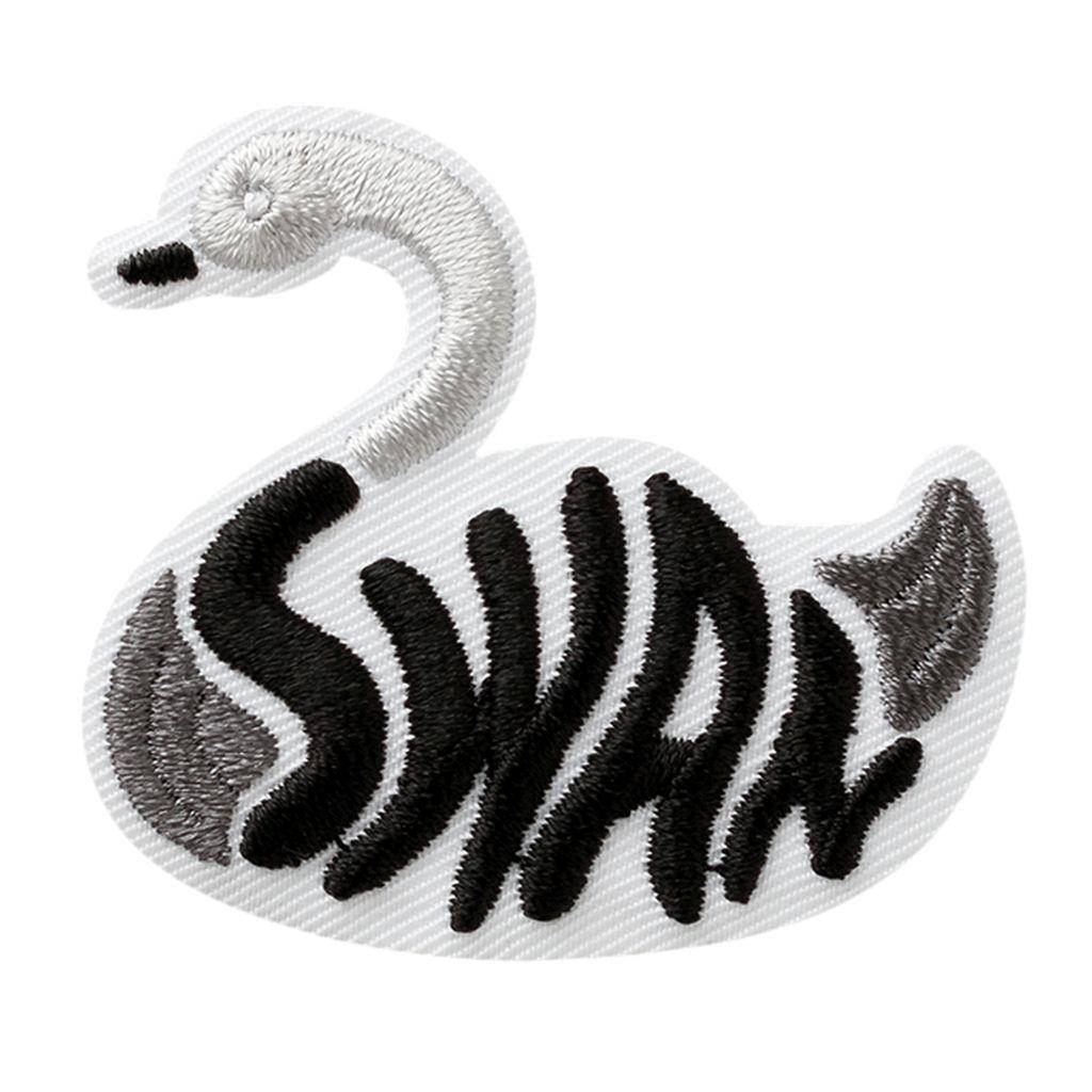 Bügelbild Applikation Schwan mit Schrift