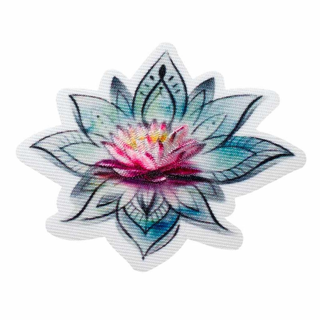 Bügelbild Applikation Lotusblüte Digitaldruck