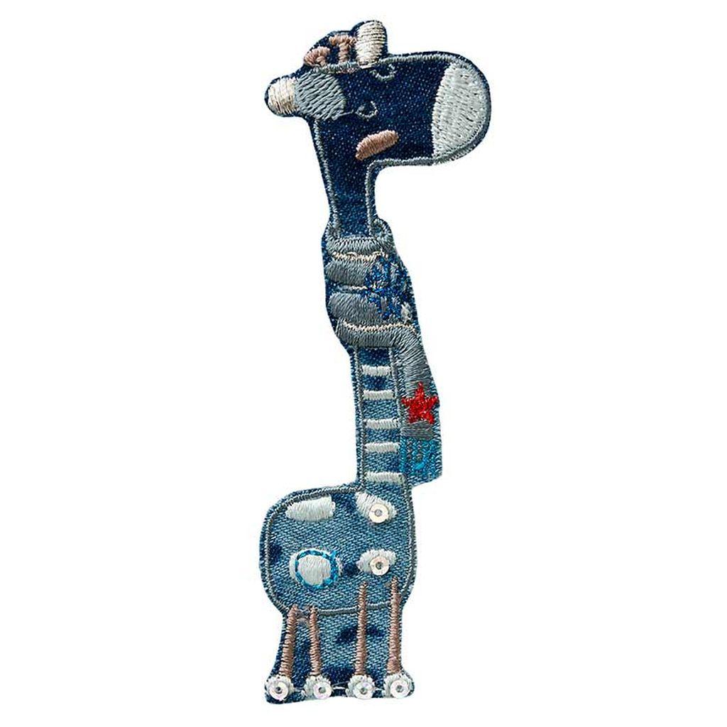 Bügelbild Applikation Giraffe mit Schal